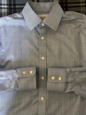 Charles Tyrwhitt Plaid Check Blue Green Pattern Men’s Dress Shirt Size 15.5-39